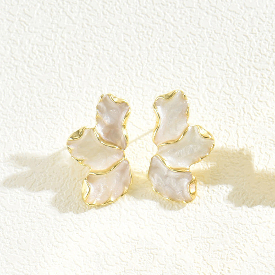 Azure Petal Statement Earrings – Gold