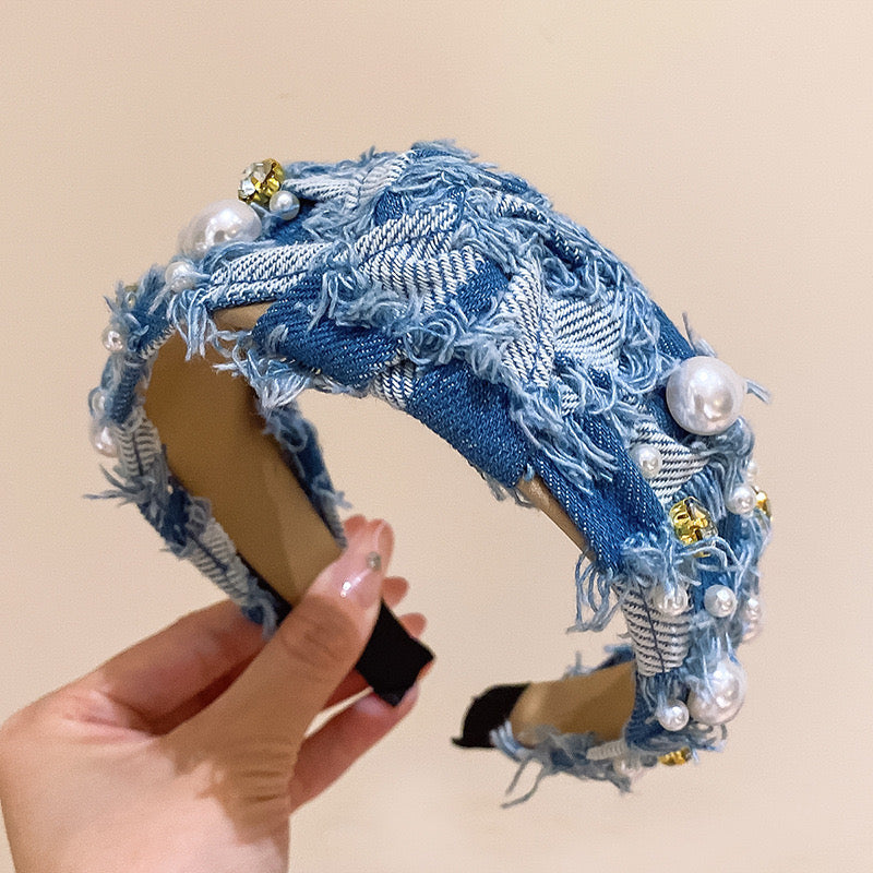 Pearl Luxe Denim Headband Collection