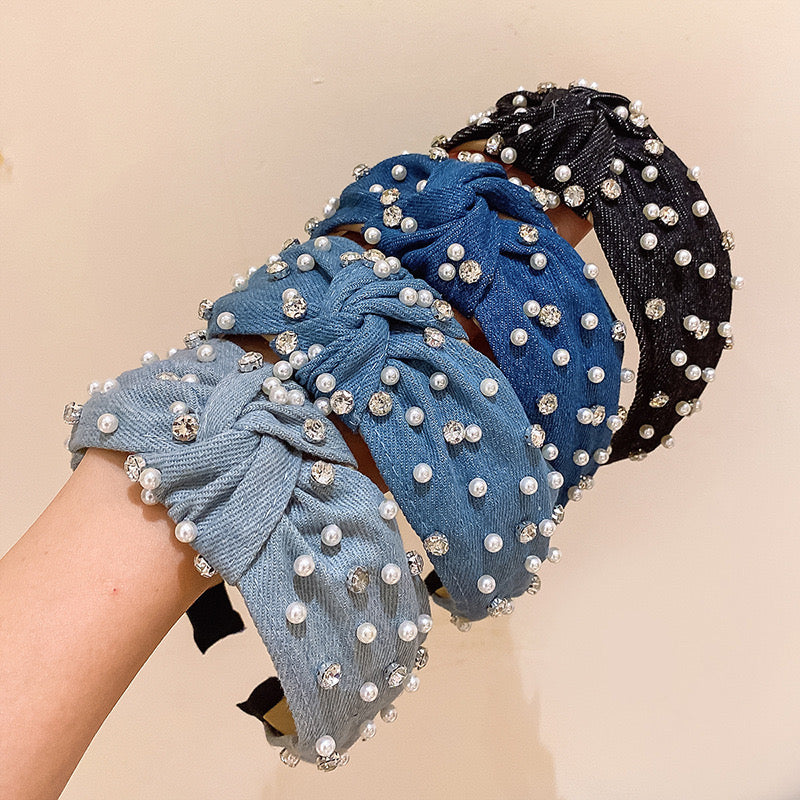 Pearl Luxe Denim Headband Collection