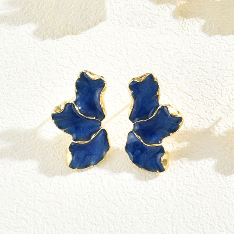 Azure Petal Statement Earrings – Gold