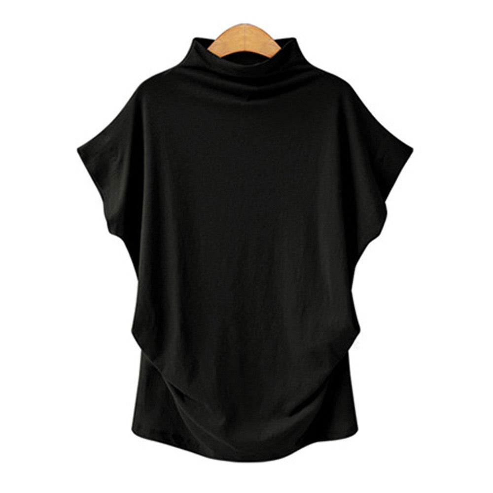 Elegant Draped Mock-Neck Top