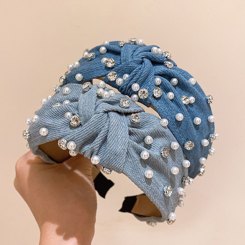 Pearl Luxe Denim Headband Collection