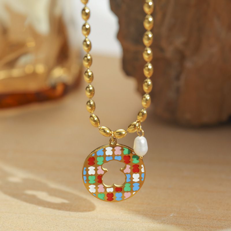 Colorful Bear Medallion Necklace
