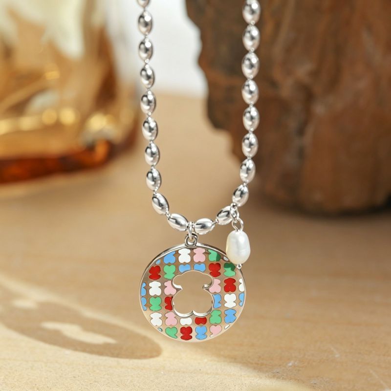Colorful Bear Medallion Necklace