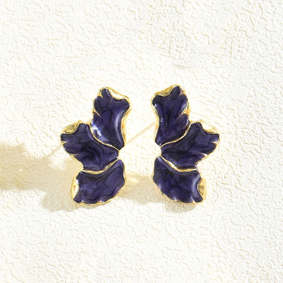Azure Petal Statement Earrings – Gold